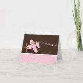 ピンク飛行機ベビーシャワーありがとうノートカード サンキューカード (正面)