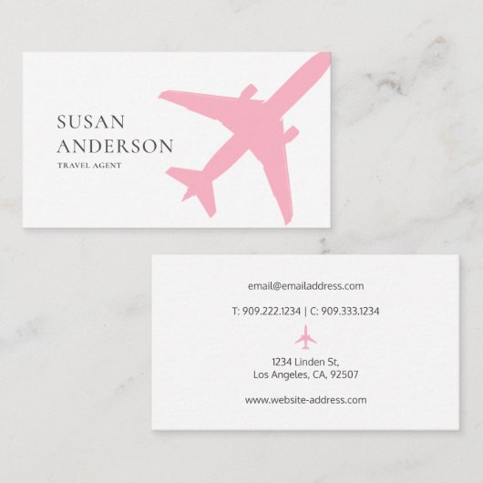 ピンク飛行機 名刺 (正面/裏面)