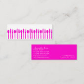 ピンク食べの白い器のモダン名刺 スキニー名刺 (正面/裏面)