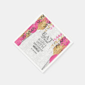 ピンク食べの風船-,飲み物とハッピー00誕生日 スタンダードカクテルナプキン (角)