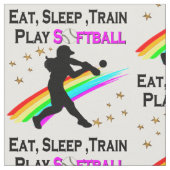 ピンク食べ、睡眠、電車、ソフトボ遊ールデザイン ファブリック (クローズアップ)