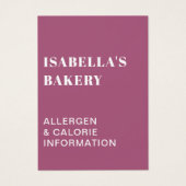 ピンク食品アレルギーカロリー情報QRコードカード (正面)