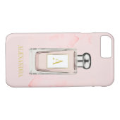 ピンク香水ボトルシックフランスのモノグラムパーソナル Case-Mate iPhoneケース (裏面(横))