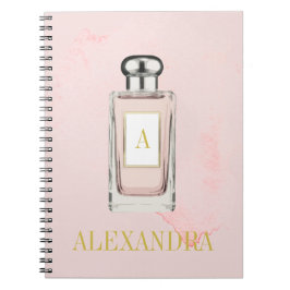 ピンク香水ボトルシックモノグラムパーソナル ノートブック