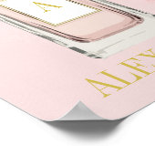 ピンク香水ボトルシックモノグラムパーソナル ポスター (角)