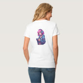 ピンク髪ゲーマーガールネオンアート Tシャツ (裏面フル)