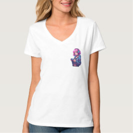 ピンク髪ゲーマーガールネオンアート Tシャツ