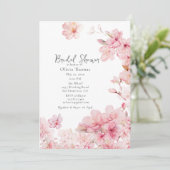 ピンク魅力的さくらんぼ花ブライダルシャワー 招待状 (スタンド正面)