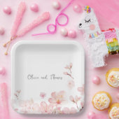 ピンク魅力的さくらんぼ花 ペーパープレート (パーティー)