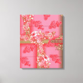 ピンク魅力的とゴーの色合いの花柄 キャンバスプリント (正面)