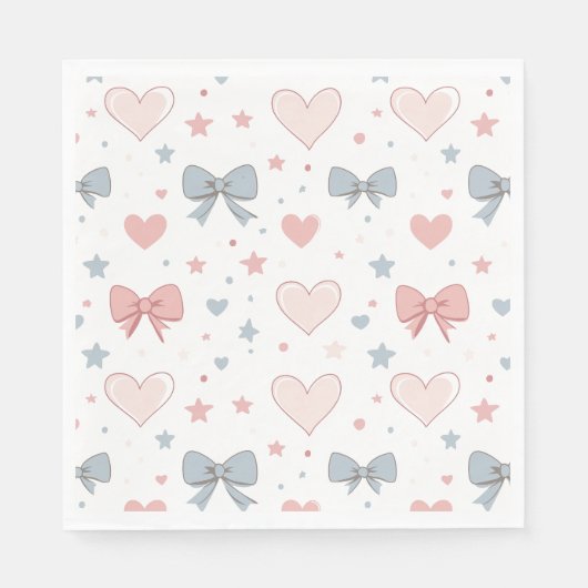 ピンク魅力的とブルーのパステル弓パターン スタンダードランチョンナプキン (正面)