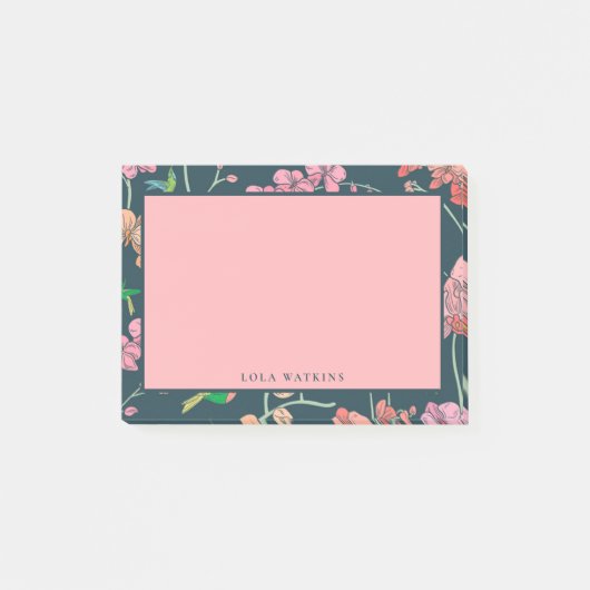 ピンク魅力的と桃の花柄 ポストイット (正面)