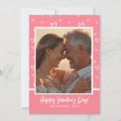 ピンク魅力的と白のハートとカスタム シーズンカード (正面)