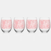 ピンク魅力的と白の渦巻きのパターンが好き ステムなしワイングラス (裏面)