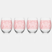 ピンク魅力的と白の渦巻きのパターンが好き ステムなしワイングラス (左)