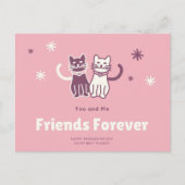 ピンク魅力的と白の猫の友好日 ポストカード (正面)