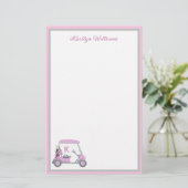 ピンク魅力的のゴルフテーマ用パーソナライズされた文具 (スタンド正面)