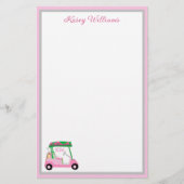 ピンク魅力的のゴルフテーマ用パーソナライズされた文具 (正面)