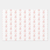 ピンク魅力的のバニー、バルーン、星 ラッピングペーパーシート (正面)