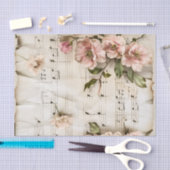 ピンク魅力的のバラヴィンテージ楽譜シートphemera 薄葉紙 (クラフト)