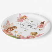 ピンク魅力的の妖精の森の赤ちゃんシャワー ペーパープレート (アングル)
