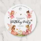ピンク魅力的の妖精ウッドランド誕生日パーティー フェイバータグ (正面)