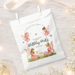 ピンク魅力的の妖精ウッドランド誕生日パーティー フェイバーバッグ