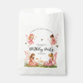 ピンク魅力的の妖精ウッドランド誕生日パーティー フェイバーバッグ (正面)