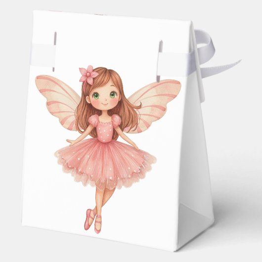 ピンク魅力的の妖精ウッドランド誕生日パーティー フェイバーボックス (裏面)