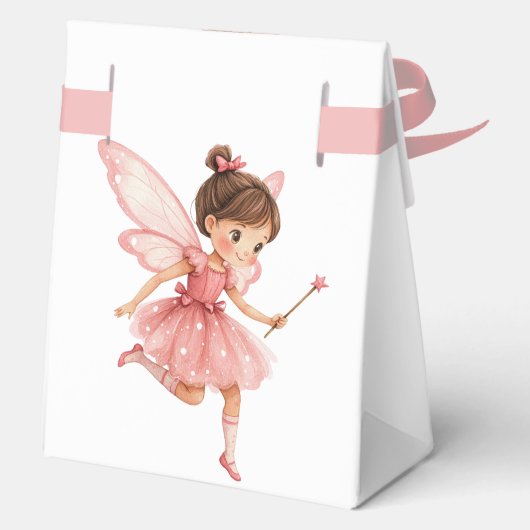 ピンク魅力的の妖精ウッドランド誕生日パーティー フェイバーボックス (裏面)