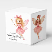 ピンク魅力的の妖精ウッドランド誕生日パーティー フェイバーボックス (正面サイド)