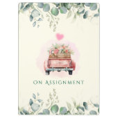 ピンク魅力的の水色のフラワートラックピーチ クリップボード (裏面)