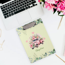 ピンク魅力的の水色トラックフローラ緑 クリップボード