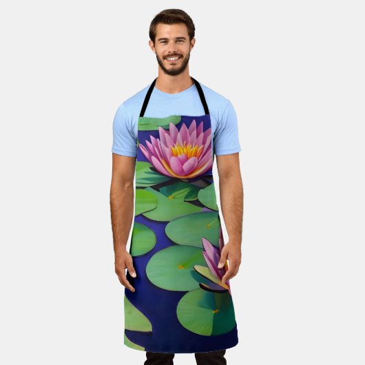 ピンク魅力的の睡蓮 エプロン (着用した状態)