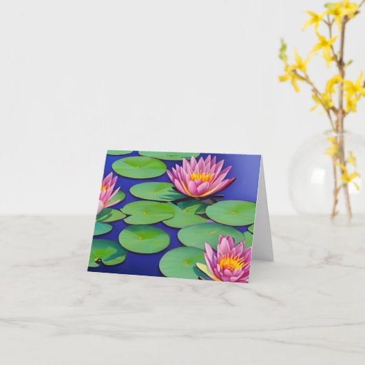 ピンク魅力的の睡蓮 カード (黄色い花)