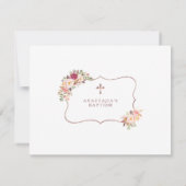 ピンク魅力的の花金ゴールドフォトガールバプテスマ サンキューカード (裏面)