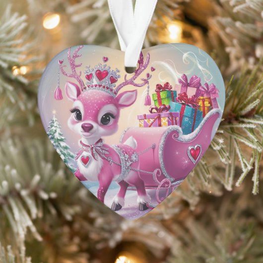 ピンク魅力的トナカイのクリスマスオーナメント オーナメント (ツリー)