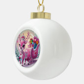 ピンク魅力的トナカイのクリスマスオーナメント セラミックボールオーナメント (右)
