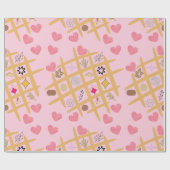 ピンク魅力的ハートと抽象芸術パターン(の模様が)ある ラッピングペーパー (フラット)