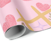 ピンク魅力的ハートと抽象芸術パターン(の模様が)ある ラッピングペーパー (ロールコーナー)