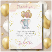 ピンク魅力的フローラゾウサンキューカード 招待状