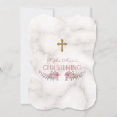 ピンク魅力的フローラマーブルガール《キリスト教》洗礼式や命名式 招待状 (裏面)