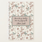 ピンク魅力的フローラヴィンテージインスパイアバードパターン プランナー手帳 (正面)