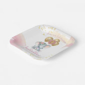 ピンク魅力的フローラ象ファースト誕生日ガール ペーパープレート (傾斜あり)