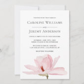 ピンク魅力的マグノリア結婚式招待状 招待状 (正面)