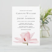 ピンク魅力的マグノリア結婚式招待状 招待状 (スタンド正面)