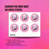 ピンク魅力的幽霊グラデーションハロウィーンステッカー ラウンドシール