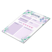 ピンク魅力的紫色の水の色のフローラブックのレビュー ノートパッド (アングル)