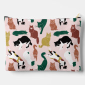 ピンク魅力的色の背景に手書き猫 アクセサリーポーチ (裏面)