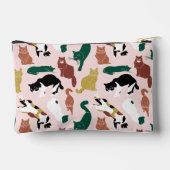 ピンク魅力的色の背景に手書き猫 アクセサリーポーチ (裏面)